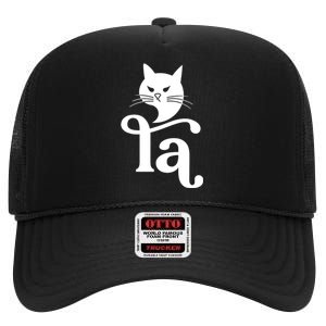 Madam President Comma La Cat Lady Kamala Funny Cat Ladies High Crown Mesh Back Trucker Hat