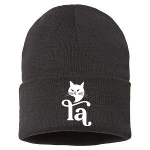 Madam President Comma La Cat Lady Kamala Funny Cat Ladies Sustainable Knit Beanie