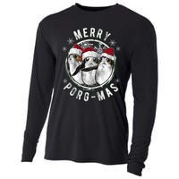 Merry Porgmas Christmas Holiday Cooling Performance Long Sleeve Crew