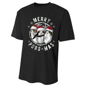 Merry Porgmas Christmas Holiday Performance Sprint T-Shirt