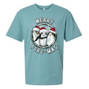 Merry Porgmas Christmas Holiday Sueded Cloud Jersey T-Shirt