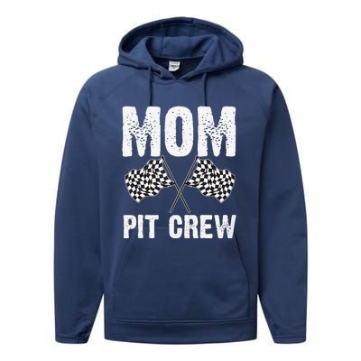 Mom Pit Crew Racing Costume Gift Funny Racer MotherS Day Performance Fleece Hoodie