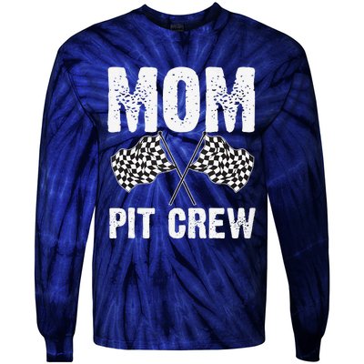 Mom Pit Crew Racing Costume Gift Funny Racer MotherS Day Tie-Dye Long Sleeve Shirt