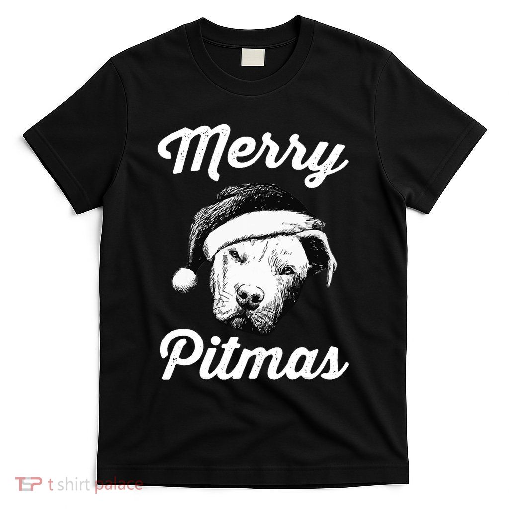 Merry Pitmas Christmas Pitbull Dog Owner Gifts T-Shirt