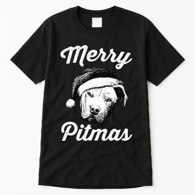 Merry Pitmas Christmas Pitbull Dog Owner Gifts Tall T-Shirt