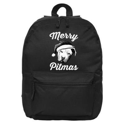 Merry Pitmas Christmas Pitbull Dog Owner Gifts 16 in Basic Backpack