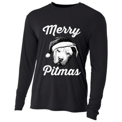 Merry Pitmas Christmas Pitbull Dog Owner Gifts Cooling Performance Long Sleeve Crew