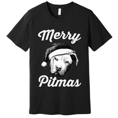 Merry Pitmas Christmas Pitbull Dog Owner Gifts Premium T-Shirt