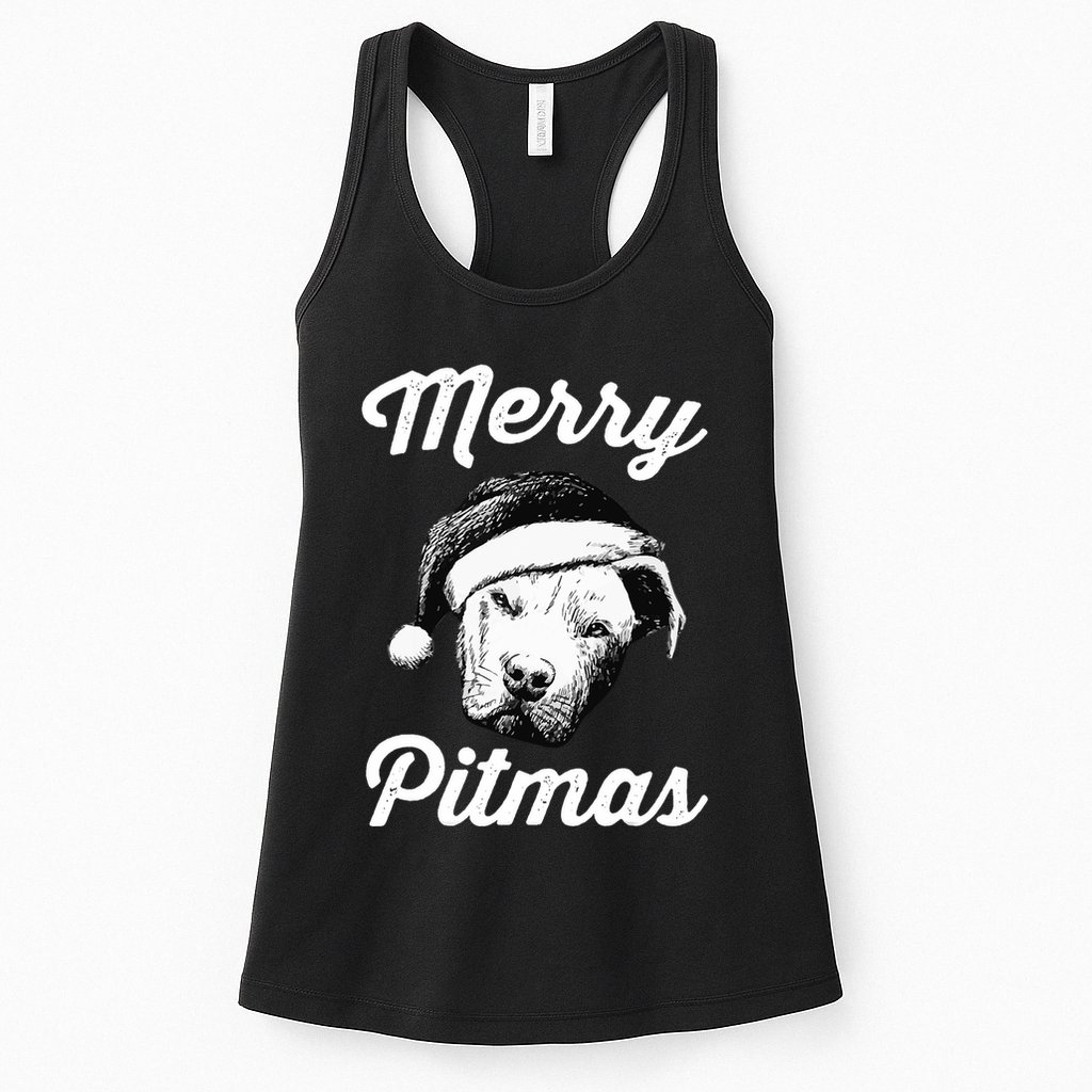 Merry Pitmas Christmas Pitbull Dog Owner Gifts Womens Tank Top
