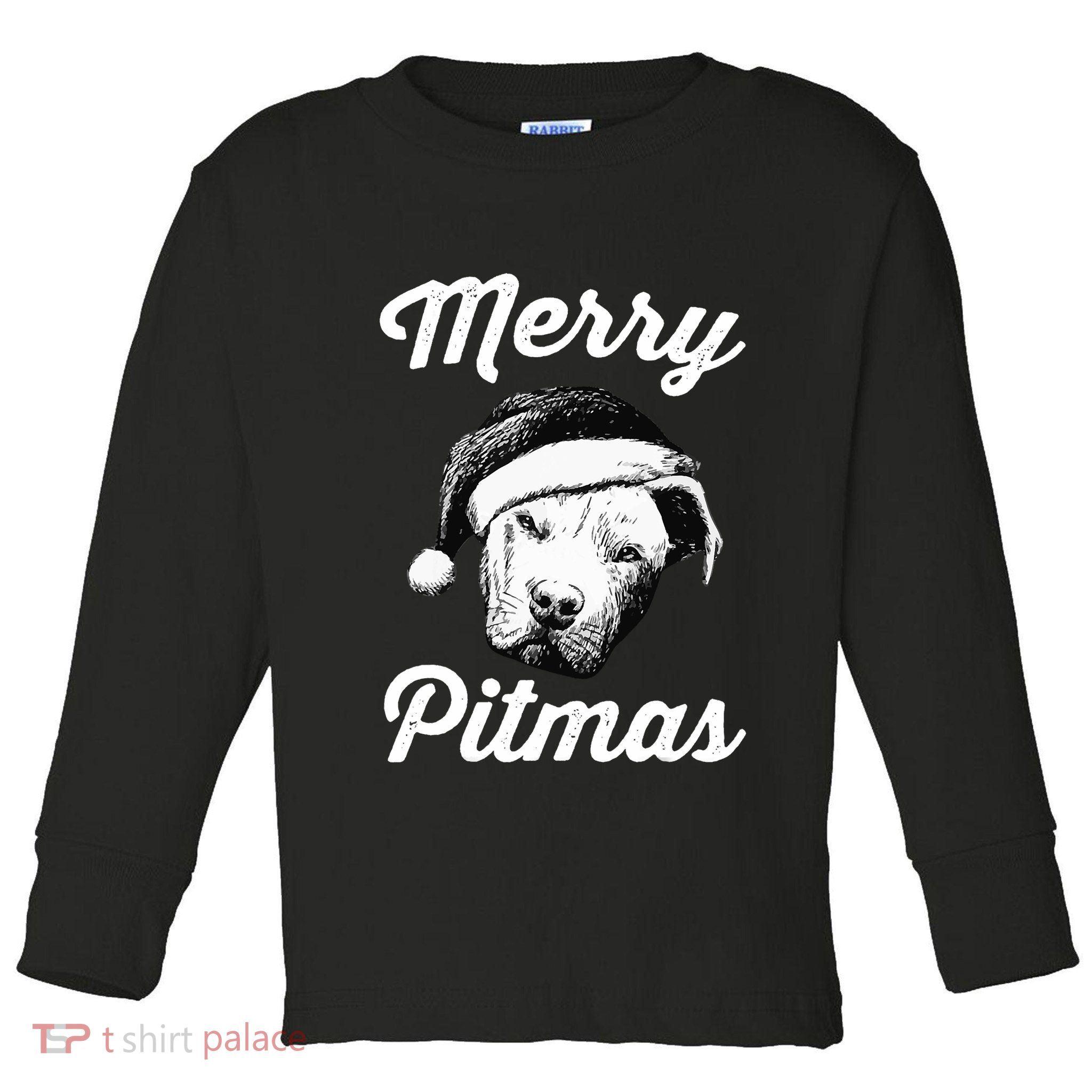 Merry Pitmas Christmas Pitbull Dog Owner Gifts Toddler Long Sleeve Shirt