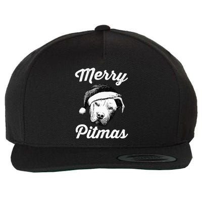 Merry Pitmas Christmas Pitbull Dog Owner Gifts Wool Snapback Cap