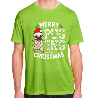 Merry Pugging Christmas Dog Santa Pug Xmas Pugmas Adult ChromaSoft Performance T-Shirt