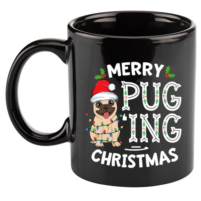 Merry Pugging Christmas Dog Santa Pug Xmas Pugmas 11oz C Handle Ceramic Mug