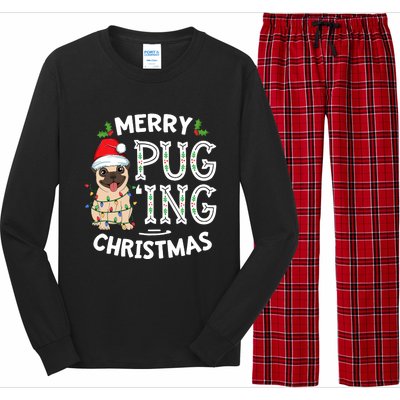 Merry Pugging Christmas Dog Santa Pug Xmas Pugmas Long Sleeve Pajama Set