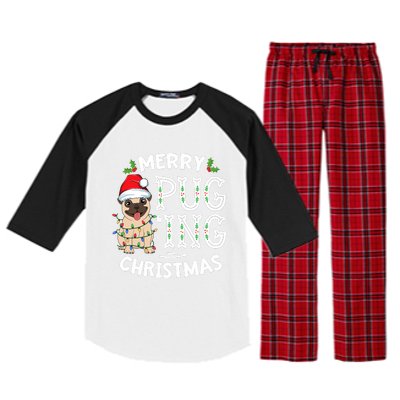 Merry Pugging Christmas Dog Santa Pug Xmas Pugmas Raglan Sleeve Pajama Set