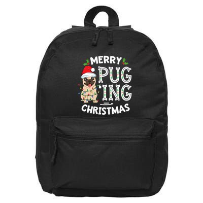 Merry Pugging Christmas Dog Santa Pug Xmas Pugmas 16 in Basic Backpack