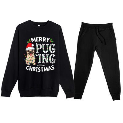 Merry Pugging Christmas Dog Santa Pug Xmas Pugmas Premium Crewneck Sweatsuit Set