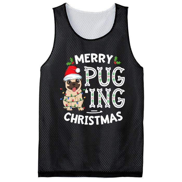 Merry Pugging Christmas Dog Santa Pug Xmas Pugmas Mesh Reversible Basketball Jersey Tank