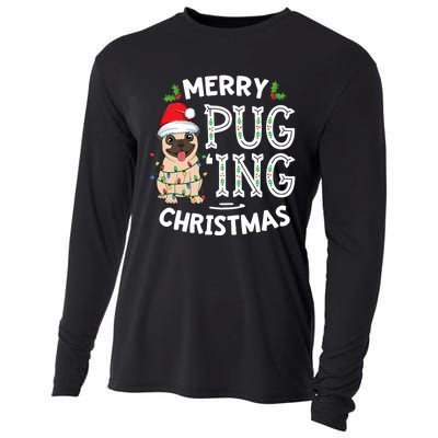 Merry Pugging Christmas Dog Santa Pug Xmas Pugmas Cooling Performance Long Sleeve Crew