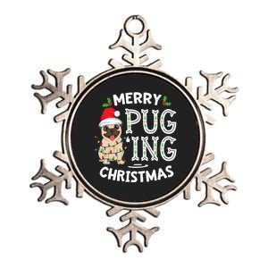 Merry Pugging Christmas Dog Santa Pug Xmas Pugmas Metallic Star Ornament