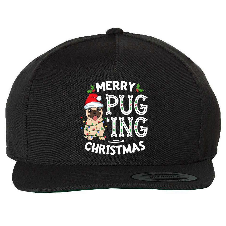 Merry Pugging Christmas Dog Santa Pug Xmas Pugmas Wool Snapback Cap