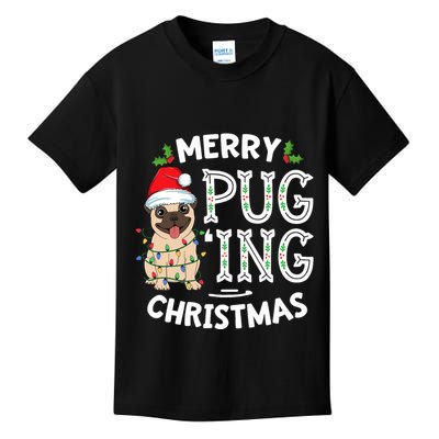 Merry Pugging Christmas Dog Santa Pug Xmas Pugmas Kids T-Shirt