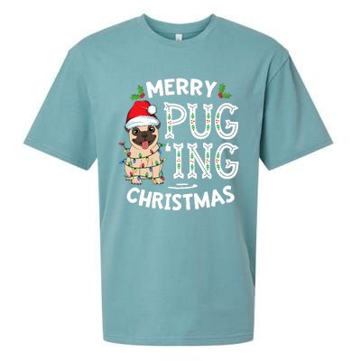 Merry Pugging Christmas Dog Santa Pug Xmas Pugmas Sueded Cloud Jersey T-Shirt