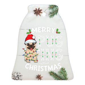 Merry Pugging Christmas Dog Santa Pug Xmas Pugmas Ceramic Bell Ornament