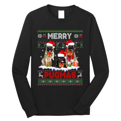 Merry Pugmas Christmas Ugly Sweater Pug Lover Family Pajama Long Sleeve Shirt