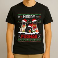 Merry Pugmas Christmas Ugly Sweater Pug Lover Family Pajama T-Shirt