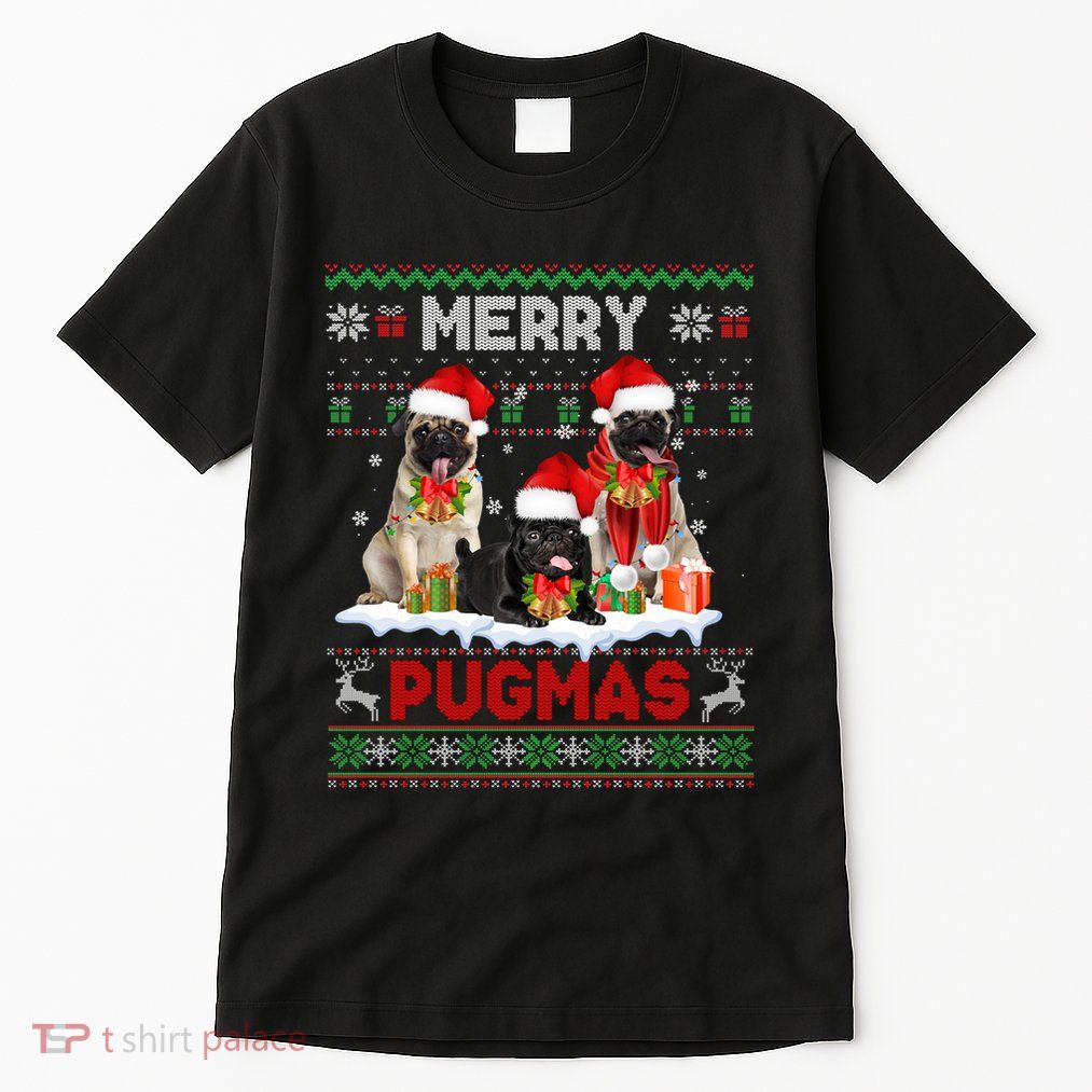 Merry Pugmas Christmas Ugly Sweater Pug Lover Family Pajama Tall T-Shirt