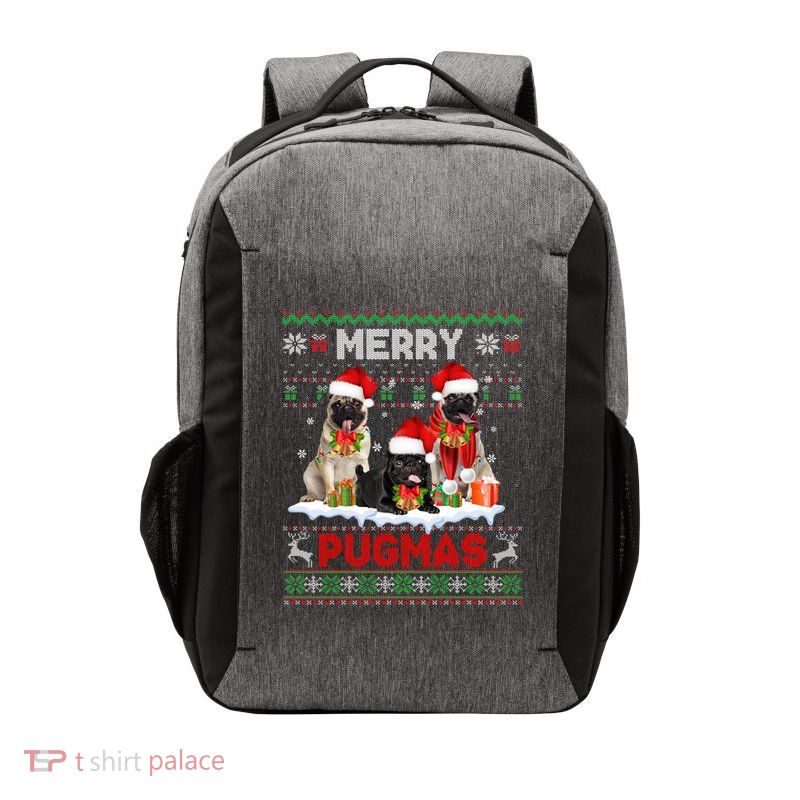 Merry Pugmas Christmas Ugly Sweater Pug Lover Family Pajama Vector Backpack