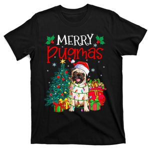 Merry Pugmas Christmas Funny Dog Santa Pug Santa Hat T-Shirt