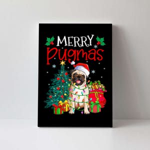 Merry Pugmas Christmas Funny Dog Santa Pug Santa Hat Canvas