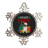 Merry Pugmas Christmas Funny Dog Santa Pug Santa Hat Metallic Star Ornament