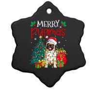 Merry Pugmas Christmas Funny Dog Santa Pug Santa Hat Ceramic Star Ornament