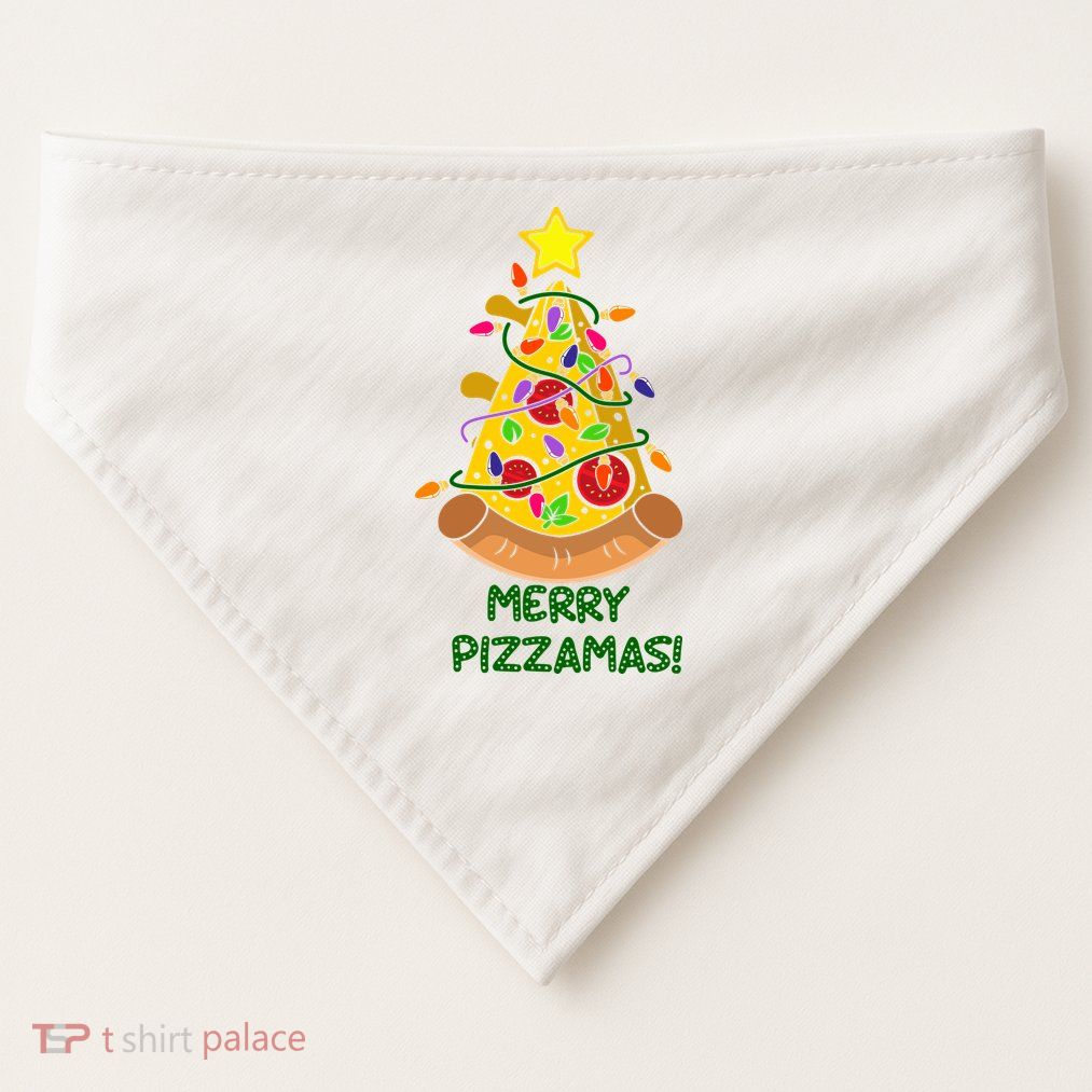 Merry Pizzamas Christmas Pizza Lover Gift USA-Made Doggie Bandana