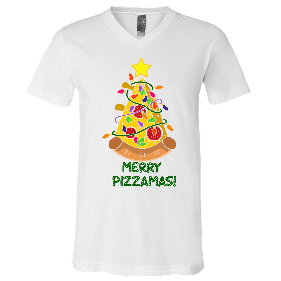 Merry Pizzamas Christmas Pizza Lover Gift V-Neck T-Shirt