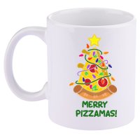Merry Pizzamas Christmas Pizza Lover Gift 11oz C Handle Ceramic Mug