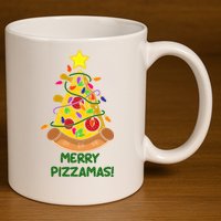 Merry Pizzamas Christmas Pizza Lover Gift 11oz C Handle Ceramic Mug