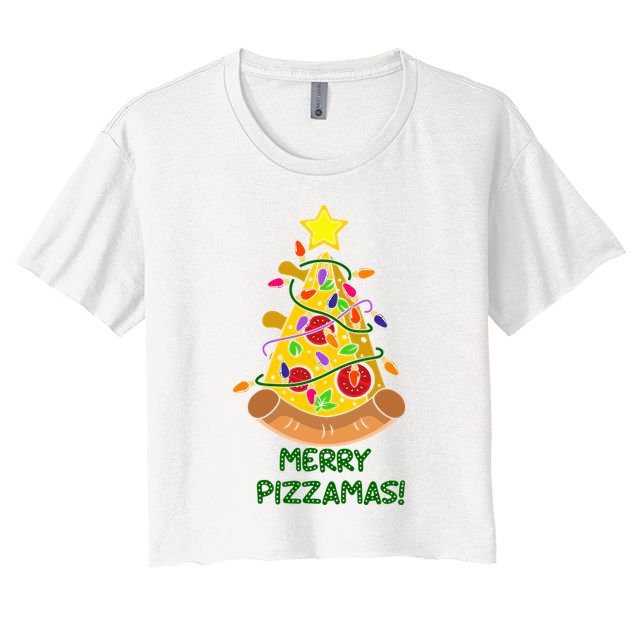 Merry Pizzamas Christmas Pizza Lover Gift Crop Top