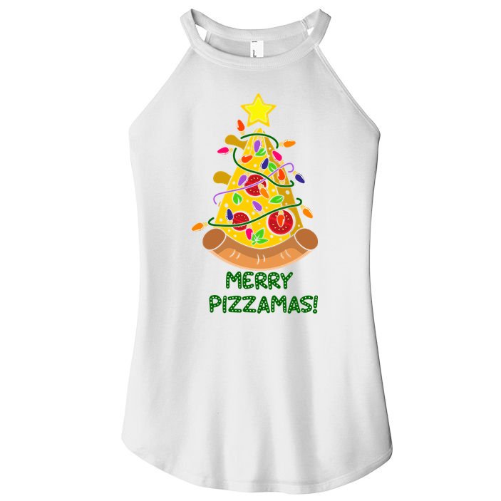 Merry Pizzamas Christmas Pizza Lover Gift Women's Perfect Tri Rocker Tank