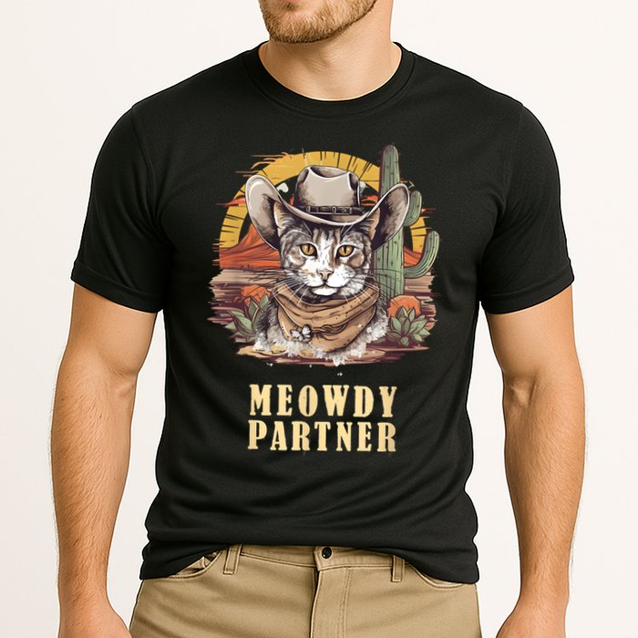 Meowdy Partner Cat Funny Howdy Meme Wild West Cowboy Hat Cooling Performance Crew T-Shirt