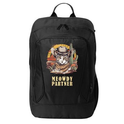 Meowdy Partner Cat Funny Howdy Meme Wild West Cowboy Hat City Backpack