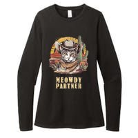 Meowdy Partner Cat Funny Howdy Meme Wild West Cowboy Hat Womens CVC Long Sleeve Shirt