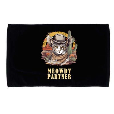 Meowdy Partner Cat Funny Howdy Meme Wild West Cowboy Hat Microfiber Hand Towel