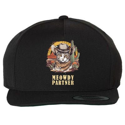 Meowdy Partner Cat Funny Howdy Meme Wild West Cowboy Hat Wool Snapback Cap
