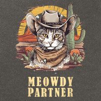 Meowdy Partner Cat Funny Howdy Meme Wild West Cowboy Hat Cotton Canvas Backpack