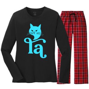 Madam President Comma La Cat Lady Kamala Funny Cat Ladies Women's Long Sleeve Flannel Pajama Set 