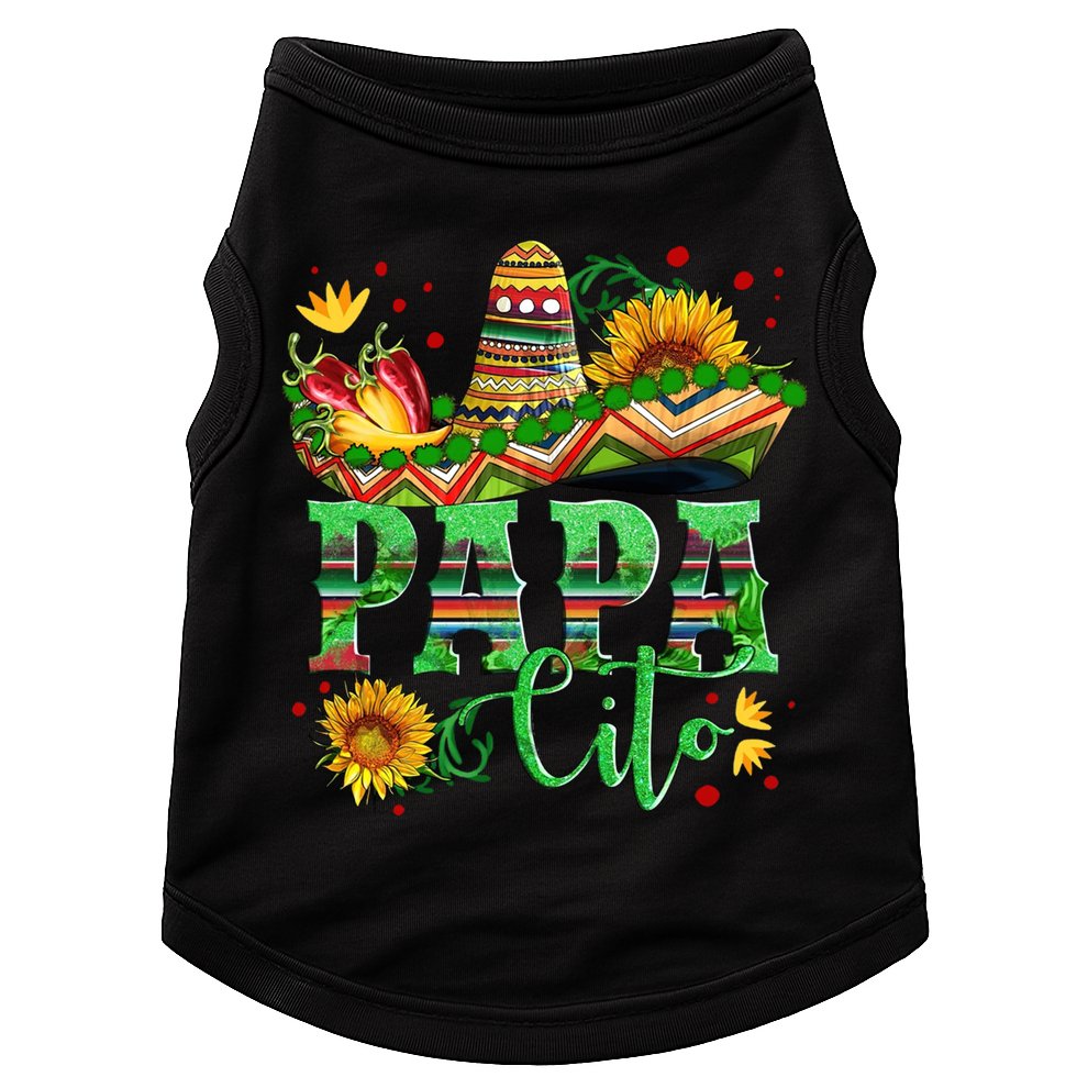 Mexican Papa Cito Flower Sunhat Cute Gift Doggie Tank